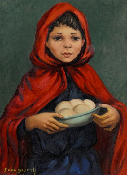 SOUGOUROV
Child with eggs 
Oil on canvas...