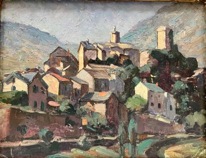 Modern school 
View of Peyreleau
Oil on cardboard,...