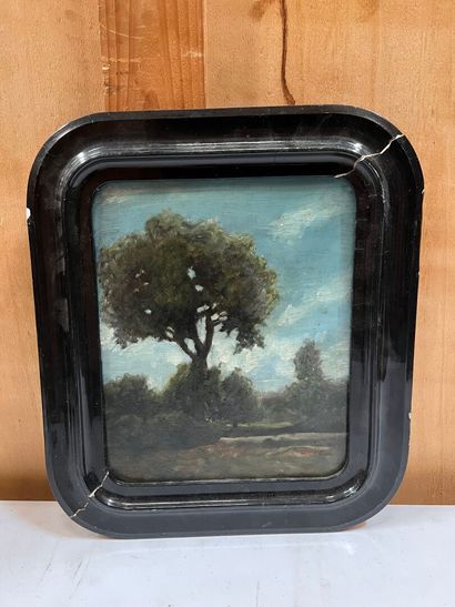Landscape with tree
Oil on board, monogrammed...