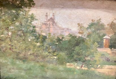 Modern school 
View of a Mosque
Oil on panel,...
