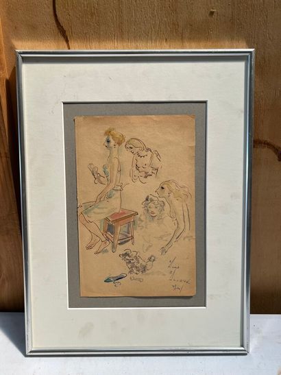 Sacha ZALIOUK (1887-1971).
Women's boudoir
Ink...