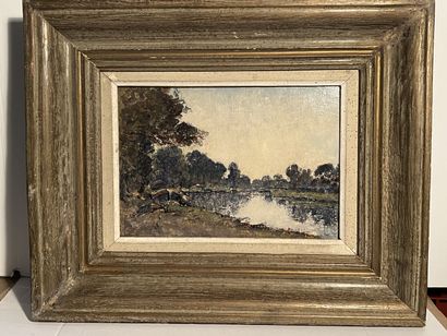 Modern School 
Landscape with pond
Oil on...