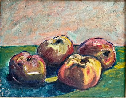 Modern school 
Still life with apples
Oil...