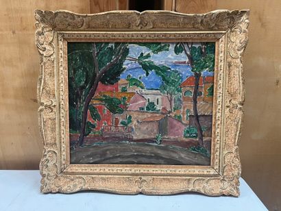 Modern school
Southern Village 
Oil on canvas,...