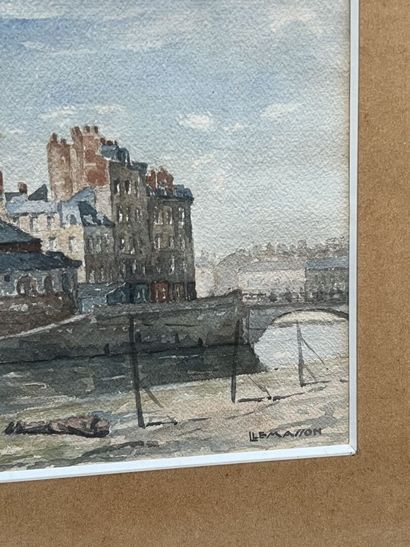 Lot of framed pieces: 
- École moderne, Bateaux...
