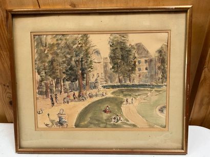 Modern school
Park at Versailles 
Watercolor...