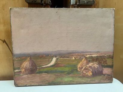 BILLAUD
Haymaking
Oil on canvas, signed lower...