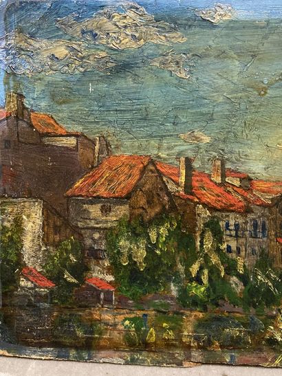 Lot of framed pieces: 
- École moderne, Bateaux...