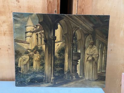 Modern school
Monks in the cloister
Oil on...