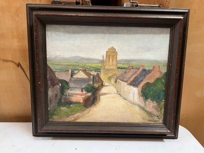 H. PRIVOST
Narrow street in a village
Oil...