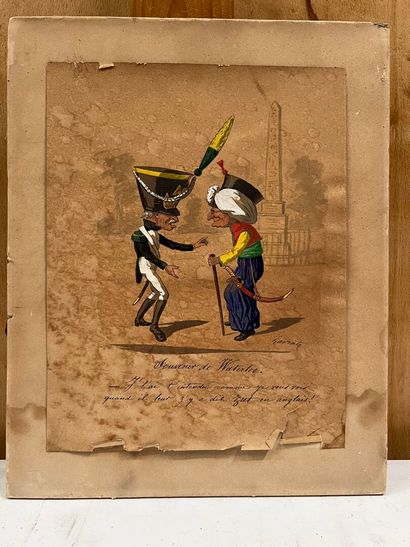 Edmond LAVRATE (1829-1888) 
Souvenir de Waterloo
Gouache...