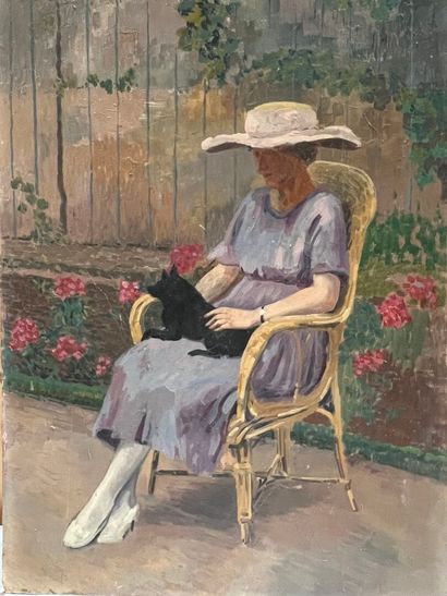 Modern school 
Woman in a garden
Oil on cardboard,...