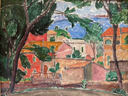 Modern school
Southern Village 
Oil on canvas,...
