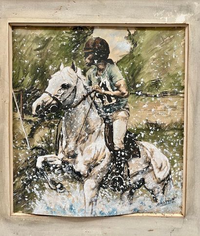 Hubert DE WATRIGANT (1954) 
Horsewoman 
Gouache...