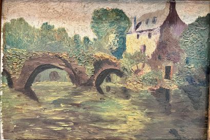 Modern school
Landscape with a bridge
Oil...