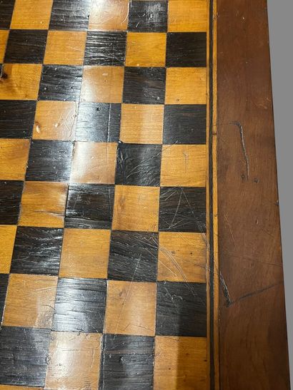 Fruitwood game table, the folding top inlaid...