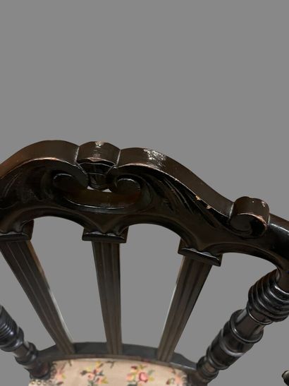 Set of five chairs including:
- Two stained...