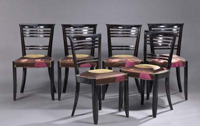 FRENCH WORK
Suite of six chairs in blackened...