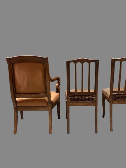 Two pairs of chairs, one with a colonette...