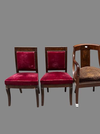 Two pairs of chairs, one with a colonette...