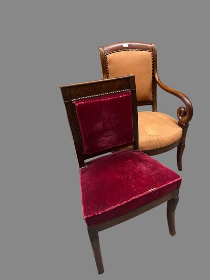 Two pairs of chairs, one with a colonette...