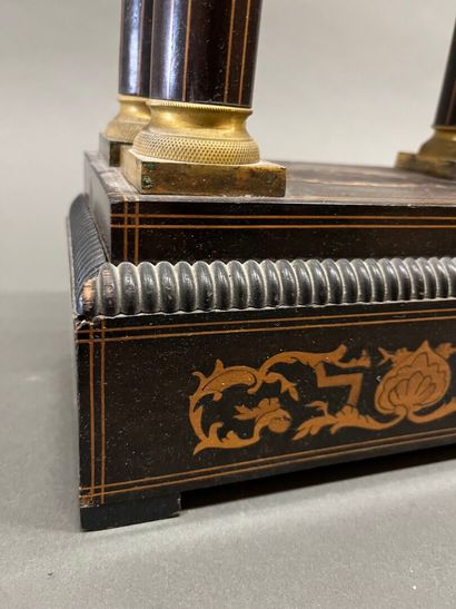 Portico clock in veneered wood with light...