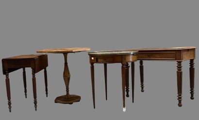 Octagonal pedestal table on canted shaft.
19th...