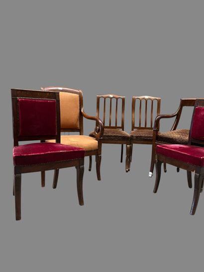 Two pairs of chairs, one with a colonette...