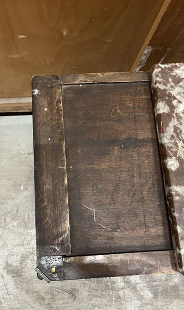 Veneered chest of drawers opening to three...