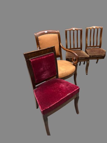 Two pairs of chairs, one with a colonette...