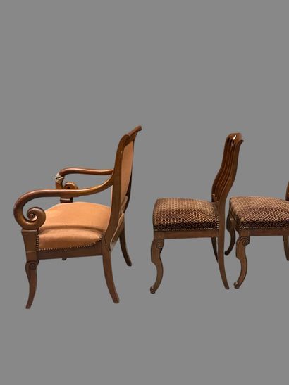 Two pairs of chairs, one with a colonette...
