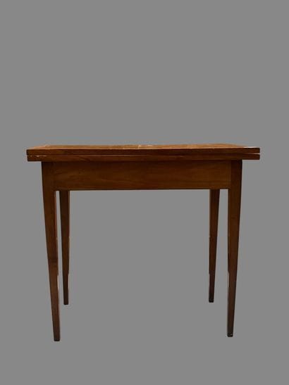 Fruitwood game table, the folding top inlaid...