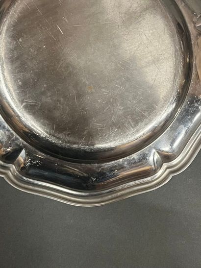 Silver-plated teapot and milk jug decorated...