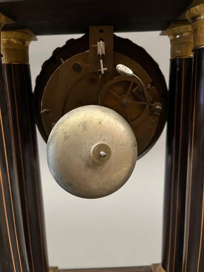 Portico clock in veneered wood with light...