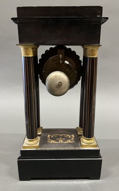 Portico clock in veneered wood with light...