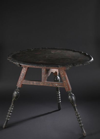 Winegrower's table, painted wood, turned...