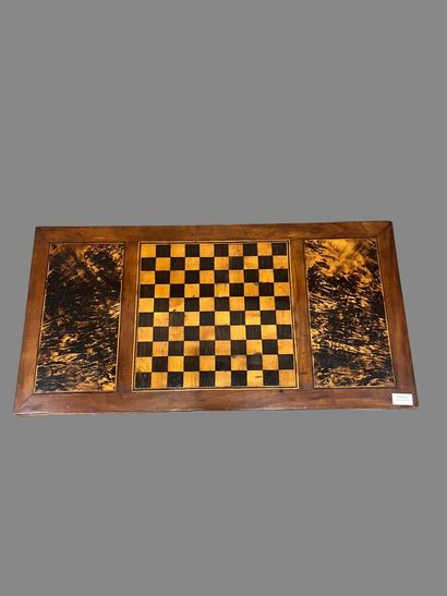 Fruitwood game table, the folding top inlaid...