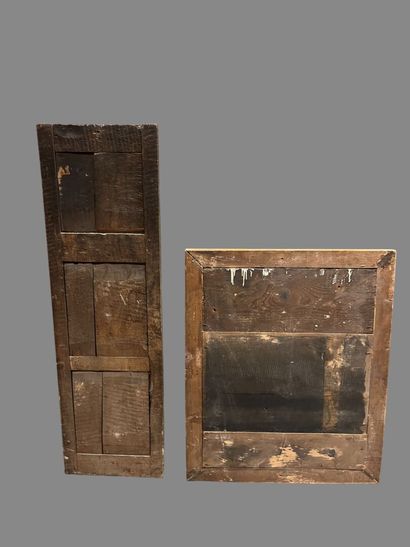 Grey and gold lacquered wood Trumeau d'entredeux,...