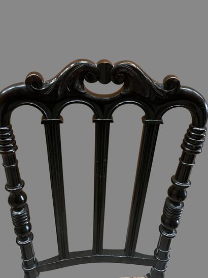 Set of five chairs including:
- Two stained...