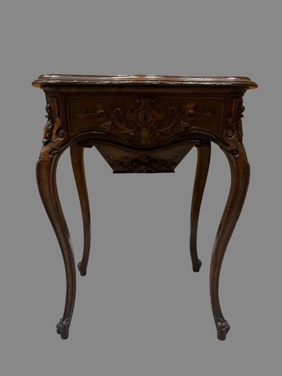 Carved and scroll-engraved natural wood work...