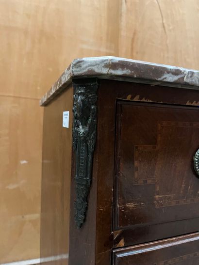 Veneered chest of drawers opening to three...