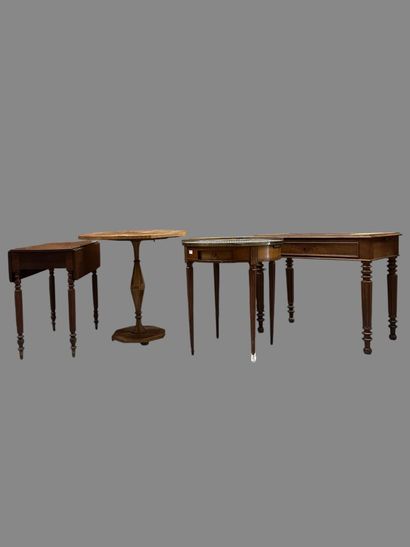 Octagonal pedestal table on canted shaft.
19th...