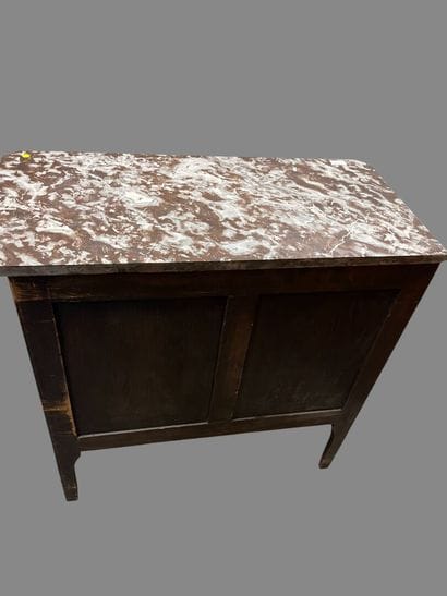Veneered chest of drawers opening to three...