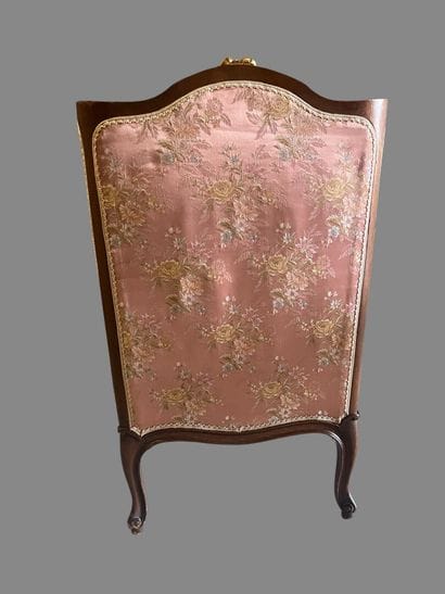 Natural wood, partially gilded, molded bergère...