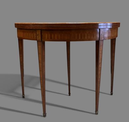 Veneered half-moon table, with simulated...