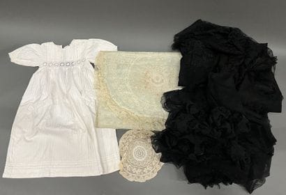 Lot of mourning lace and a christening d...