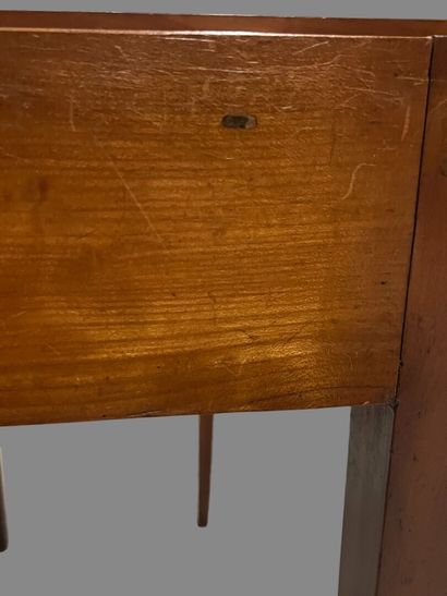 Fruitwood game table, the folding top inlaid...