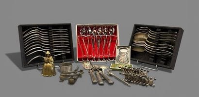 Set of silver-plated flatware, snail service,...