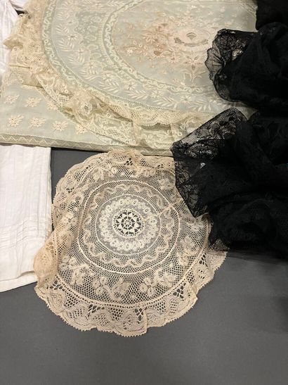 Lot of mourning lace and a christening d...
