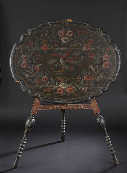 Winegrower's table, painted wood, turned...